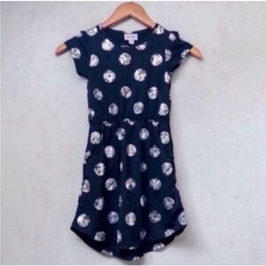 Kids LuLaRoe Mae Dress Elegant Black Silver Metallic